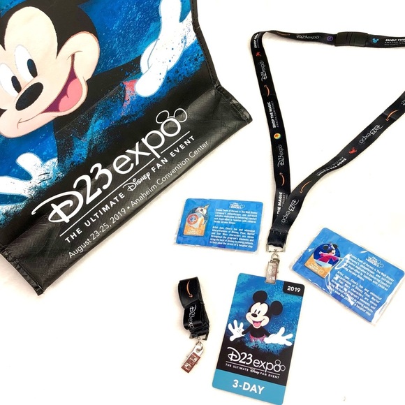 Disney New D23 Expo 2019 Pins Bag Lanyard Lot Limited Ed BB-8 Sorcerer Mickey - Picture 17 of 17